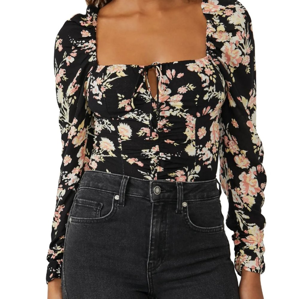 FREE PEOPLE NWT Hilary Printed Top in “Black Combo” Size XS